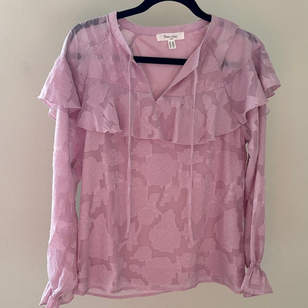Elegant Sheer Blouse in Light Pink